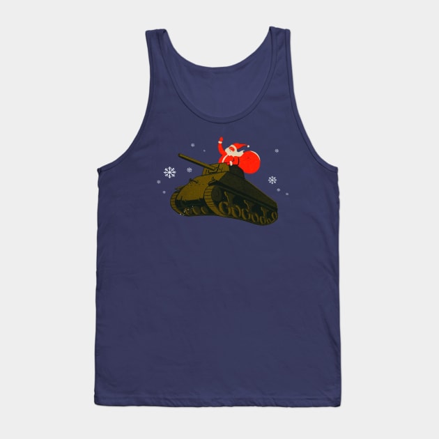 WWII M4 Sherman tank and Santa Claus Retro Tank Top by Jose Luiz Filho